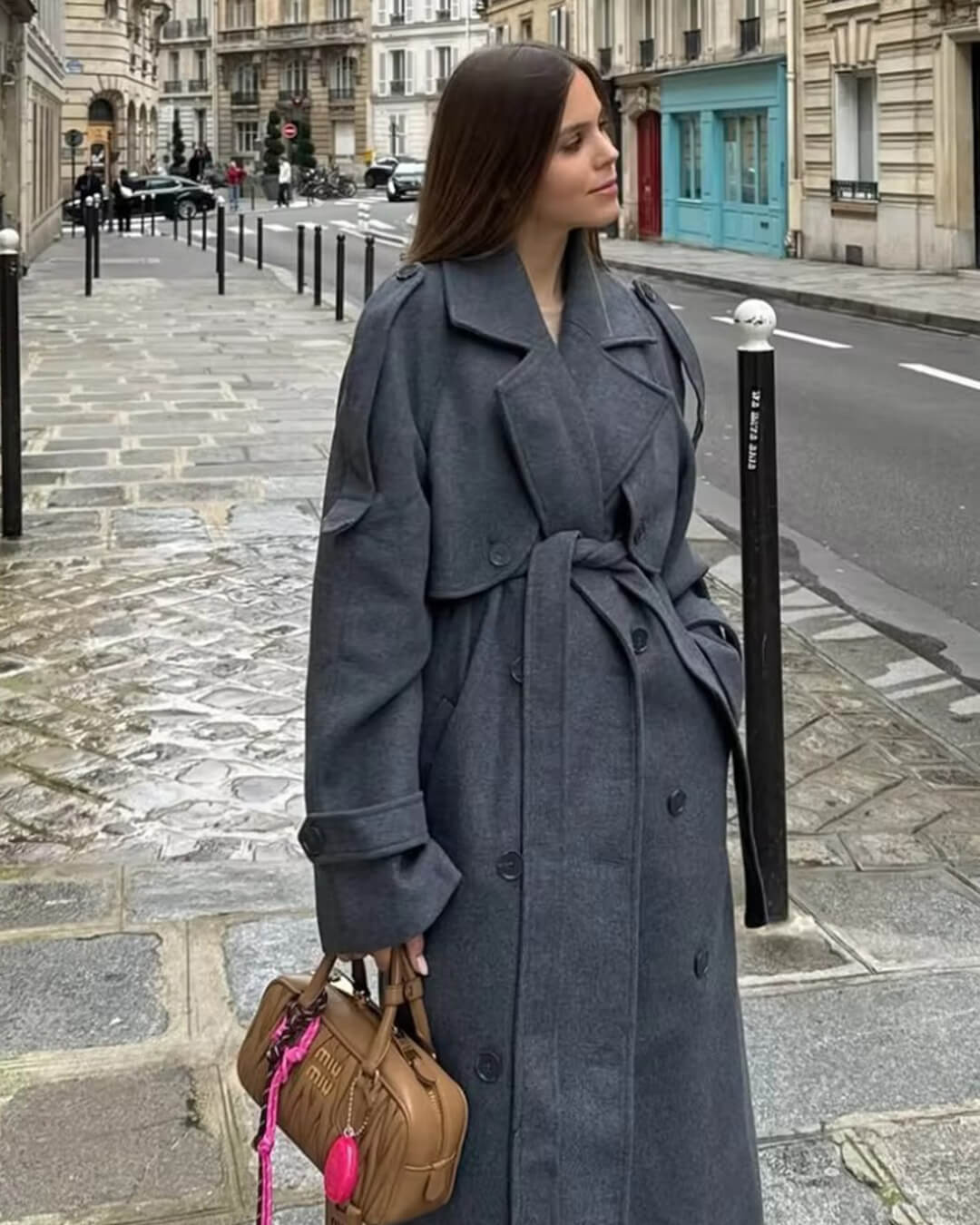 Alicia Gray Belted Long Coat - Women's Fall and Winter Outerwear