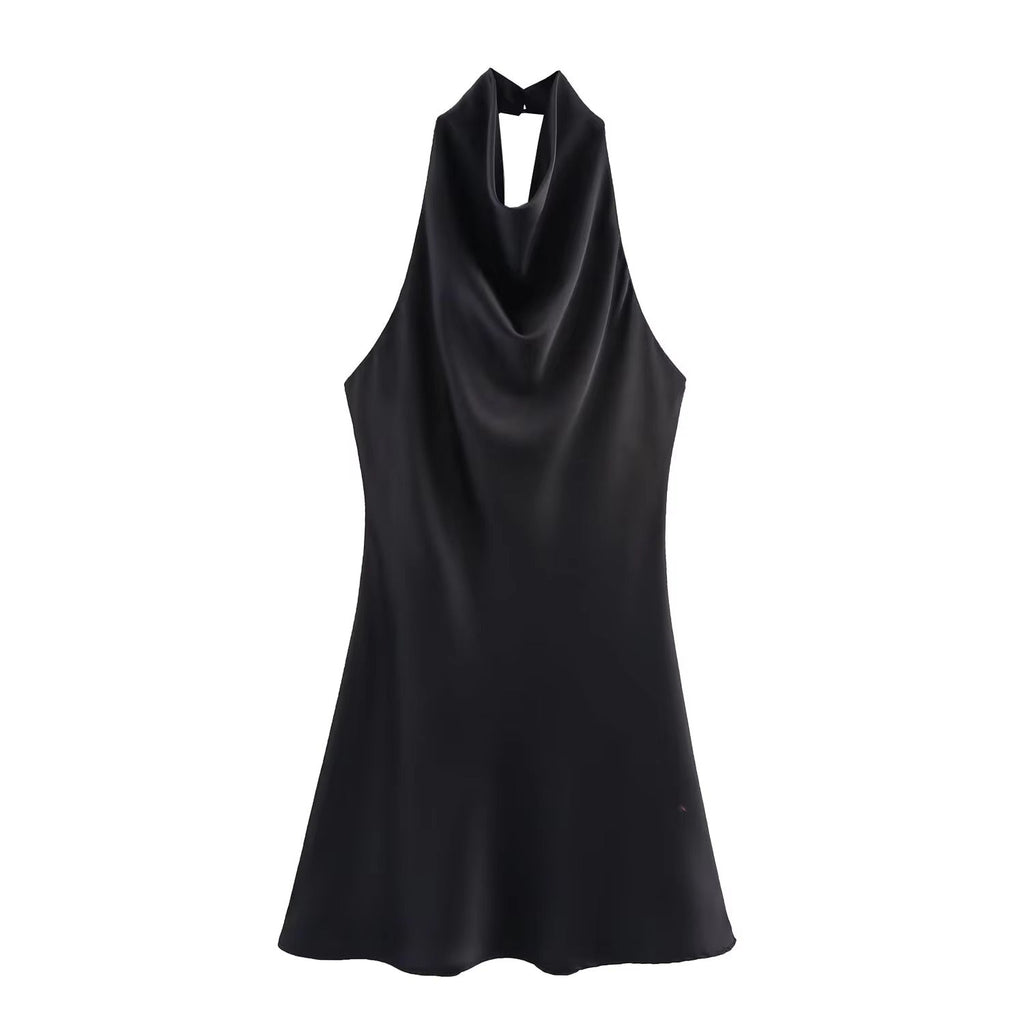 Colleen Satin Halter Draped Mini Dress - Elegant Occasion Dress for Women