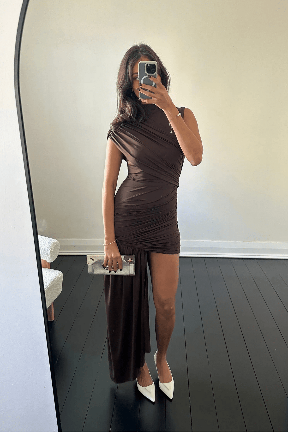 Jenny High Neck Ruched Bodycon Mini Dress - Cocktail Party Dress - Image 5