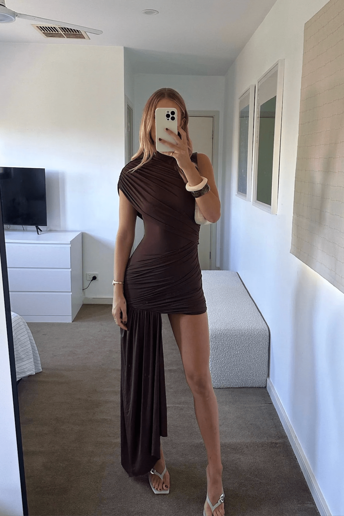 Jenny High Neck Ruched Bodycon Mini Dress - Cocktail Party Dress - Image 2