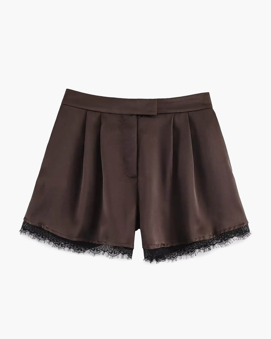 Xylia Lace Trim Satin Mini Shorts - Women's Casual Shorts