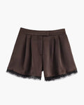 Xylia Lace Trim Satin Mini Shorts - Women's Casual Shorts
