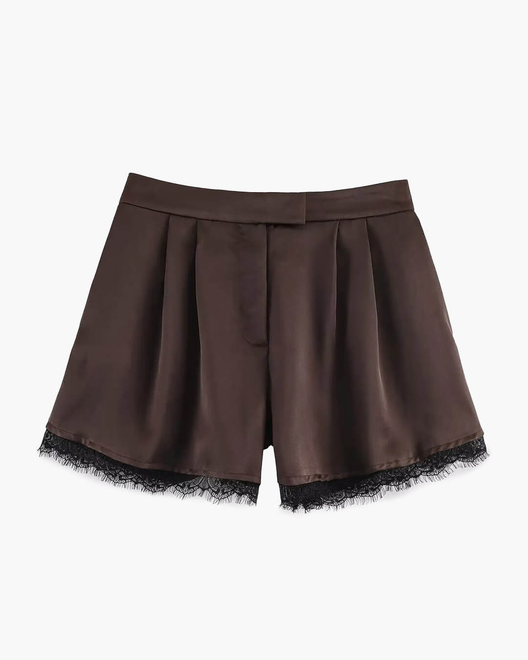 Xylia Lace Trim Satin Mini Shorts - Women's Casual Shorts