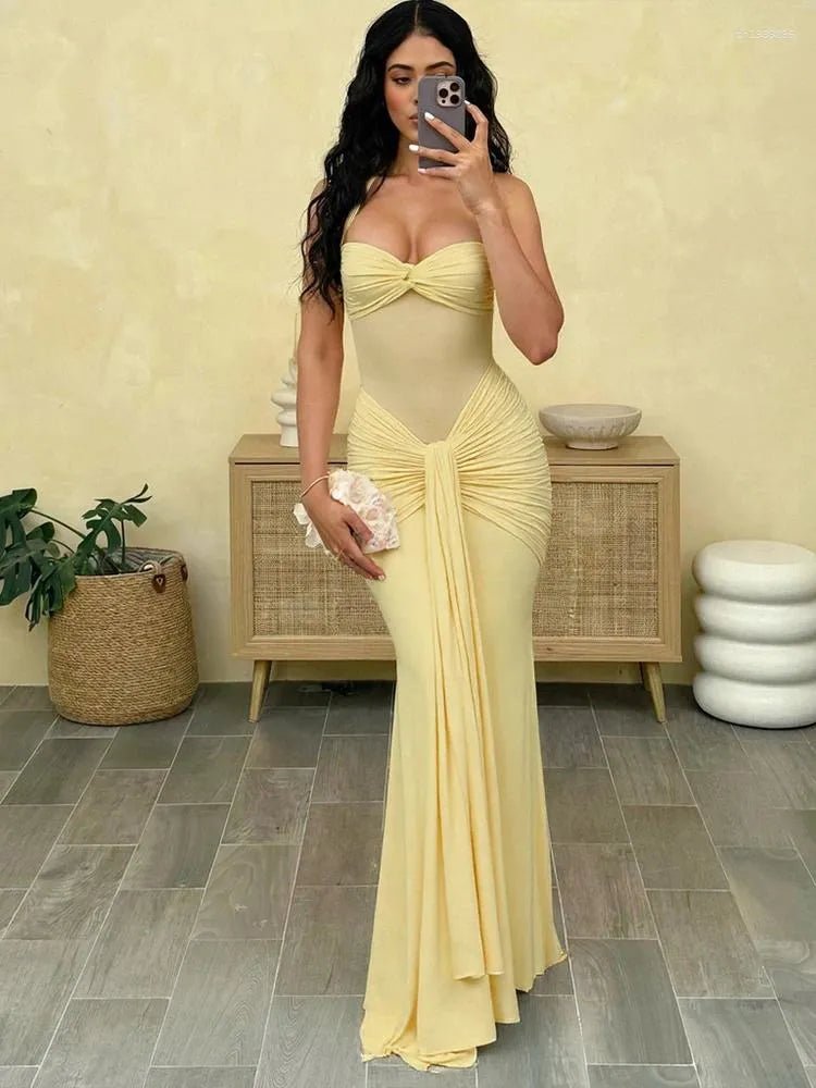 Veracity Halter Backless Ruched Maxi Dress - Elegant Occasion Dress for Women - Image 4